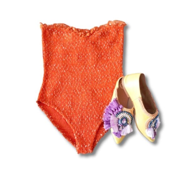 NWT Rococo Sand orange metallic fibre bodysuit, S - Picture 4 of 8